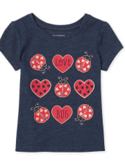 Baby And Toddler Girls Glitter Lady Bug Graphic Tee