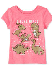 Baby And Toddler Girls Glitter Dino Graphic Tee