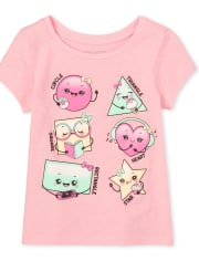 Baby And Toddler Girls Glitter Shapes Graphic Tee