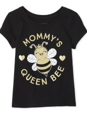 Baby And Toddler Girls Glitter Queen Bee Graphic Tee