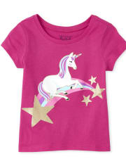 Baby And Toddler Girls Glitter Unicorn Graphic Tee