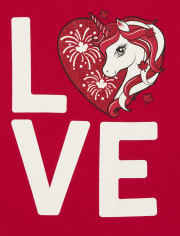 T-shirt graphique licorne scintillant pour bébés et petites filles de la fête du Canada