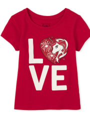 T-shirt graphique licorne scintillant pour bébés et petites filles de la fête du Canada