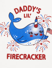 Camiseta con estampado de narval y papá con purpurina americana para bebés y niñas pequeñas