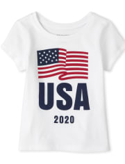 Baby And Toddler Girls Matching Family Americana Flag 2020 Graphic Tee