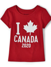 T-shirt graphique assorti pour bébés et petites filles, fête de la famille du Canada 2020