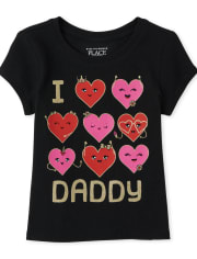 Camiseta con estampado de papá con purpurina para bebés y niñas pequeñas