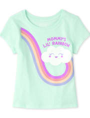 Baby And Toddler Girls Glitter Mom's Rainbow Graphic Tee