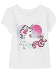 Camiseta con gráfico de unicornio brillante para bebés y niñas pequeñas