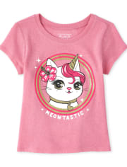 Camiseta con gráfico de Caticorn brillante para bebés y niñas pequeñas