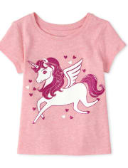 Baby And Toddler Girls Glitter Pegasus Graphic Tee