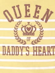 Camiseta estampada con el corazón de la reina del papá con purpurina para bebés y niñas pequeñas