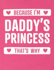 Camiseta con gráfico de princesa de papá con purpurina para bebés y niñas pequeñas