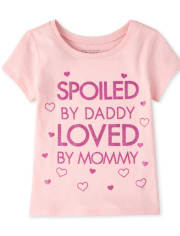 Baby And Toddler Girls Glitter Mommy And Daddy Graphic Tee