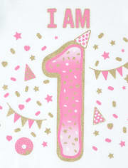 Baby And Toddler Girls Birthday Glitter I Am 1 Graphic Tee