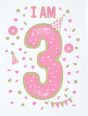 T-shirt graphique à paillettes d&#39;anniversaire pour bébés et petites filles, I Am 3