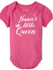 Baby Girls Glitter Nana's Queen Graphic Bodysuit