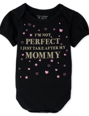 Baby Girls Glitter Perfect Like Mom Graphic Bodysuit