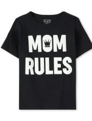 Baby And Toddler Boys Mom Rules Graphic Tee