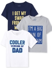Paquete de 3 camisetas con estampado familiar para bebés y niños pequeños