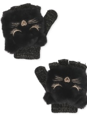 Girls Cat Chenille Gloves