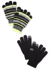 Boys Striped Texting Gloves 2-Pack