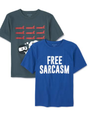Pack de 2 camisetas estampadas Sarcasm para niños