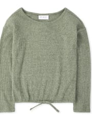 Girls Tie Front Lightweight Sweater Top