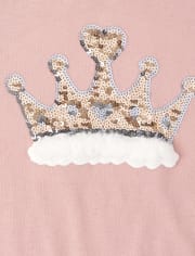 Girls Faux Fur Crown Tie Front Top