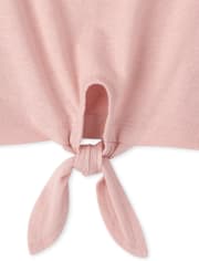 Girls Faux Fur Crown Tie Front Top