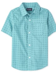 Camisa con botones de popelina de lunares para niños
