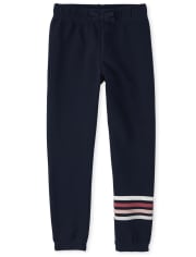 Girls Active Striped French Terry Track Pants
