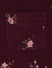 Falda Niña Botones Pana Floral