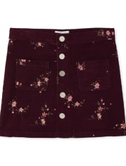 Falda Niña Botones Pana Floral