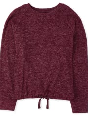 Top de suéter ligero con lazo delantero activo para niñas