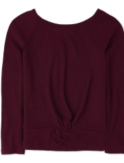 Girls Twist Front Lightweight Sweater Top