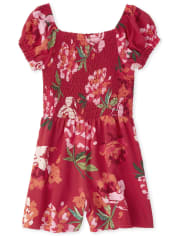 Girls Floral Smocked Romper