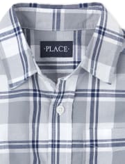 Boys Plaid Poplin Button Down Shirt