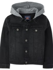Boys Long Sleeve Hooded Denim Jacket CHARCOAL WASH The Children s Place CA