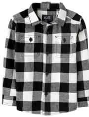 Baby And Toddler Boys Matching Family Long Sleeve Buffalo Plaid Flannel Button Down Shirt The Children S Place Black