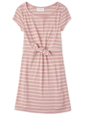 Girls Striped Tie Front Dress