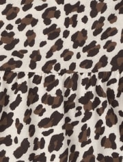 Paquete de 2 tops estilo túnica con lunares de leopardo para niñas pequeñas