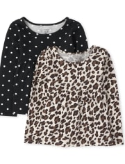  RETSUGO Toddler Girl Clothes Leopard Long Sleeve