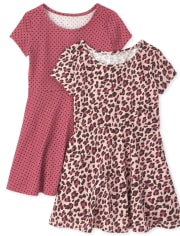 Baby And Toddler Girls Leopard Everyday Dress 2-Pack