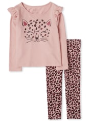 Toddler Girls Leopard Outfit Set