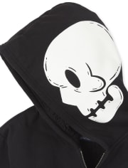 Unisex Adult Matching Family Halloween Glow Skeleton Sherpa Zip Up Hoodie