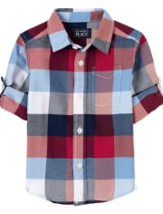 Camisa con botones Oxford a cuadros para bebés y niños pequeños