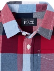 Camisa con botones Oxford a cuadros para bebés y niños pequeños