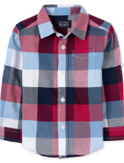 Camisa con botones Oxford a cuadros para bebés y niños pequeños