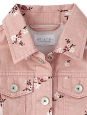 Girls Floral Print Denim Jacket PINK MELON The Children s Place CA